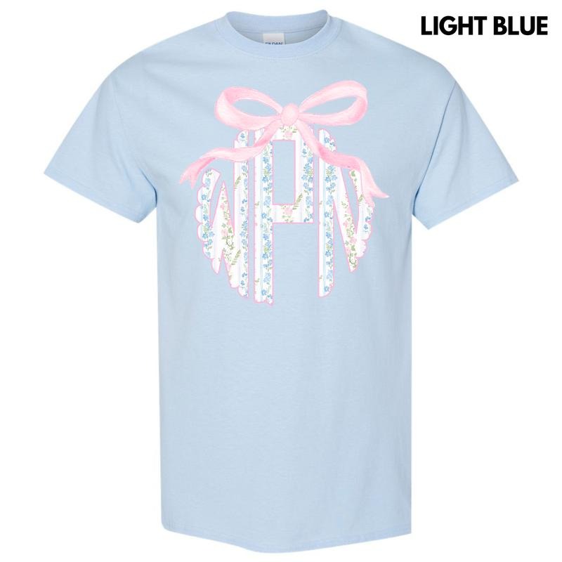 Floral Stripe Monogram Gildan Short Sleeve T-Shirt 'NLB' Hoodie, Sweatshirt | HypeDripTees.com