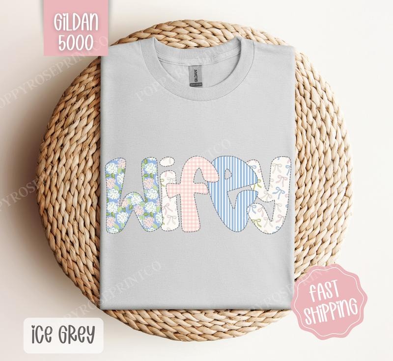 Floral Wifey Gildan Shirt, Cute Spring Wife Tshirt, Trendy Coquette Tee Hoodie, Sweatshirt | HypeDripTees.com