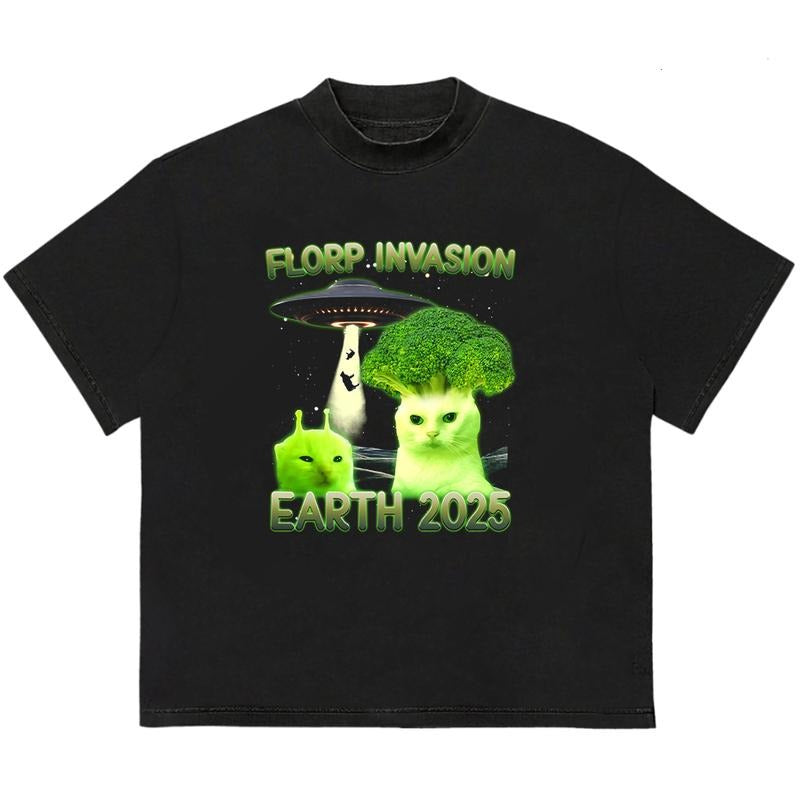 Florp Invasion Earth 2025 T-Shirt Unisex Graphic Design Comfy Cotton Retro Graphic Hoodie, Sweatshirt | HypeDripTees.com