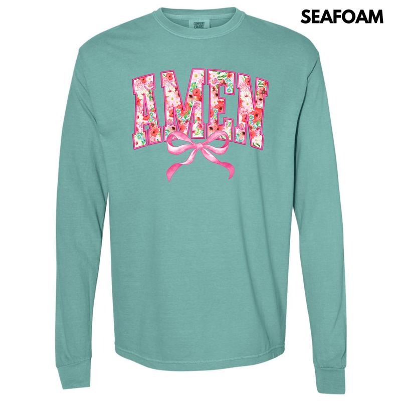 Flower Amen Coquette Long Sleeve Comfort Colors T-Shirt 'NLB' Hoodie, Sweatshirt | HypeDripTees.com