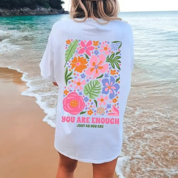 Flower Market Shirt, Shirt, You Are Enough T-shirt, Graphic Tee, Flower Tee, Oversized Shirt, Aesthetic Tee Hoodie,...
