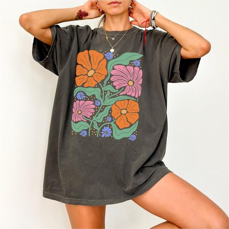 Flower Shirt, Flower Market Shirt, Floral Graphic Tee, Wildflower Shirt, Aesthetic T-shirt, Trendy Crewneck, Gift for...