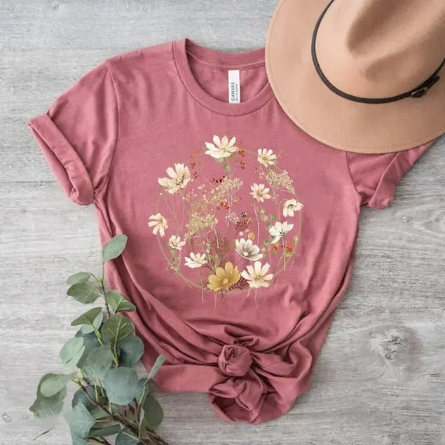 Flower Shirt, Gift For Her, Flower Shirt Aesthetic, Floral Graphic Tee, Floral Shirt, Flower T-shirt, Wild Flower Shirt,...