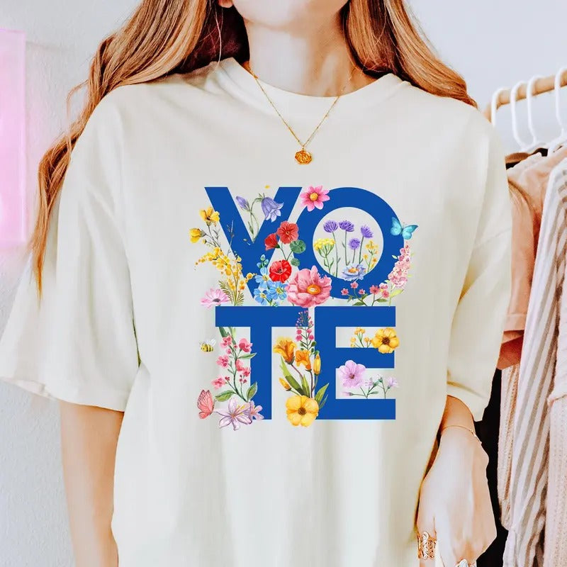 Flower Vote Blue Kamala Harris Shirt Harris Walz Shirt Kamala Harris 2024 Shirt Vote Blue Shirt Kamala Harris Shirt...