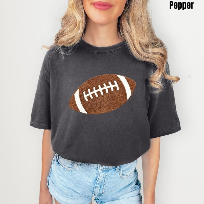 Fluffy Football Patch Comfort Colors T-Shirt Hoodie, Sweatshirt | HypeDripTees.com