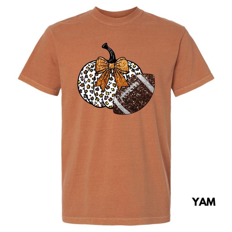 Football & Pumpkin FAKE Glitter Comfort Colors T-Shirt 'NLB' Hoodie, Sweatshirt | HypeDripTees.com