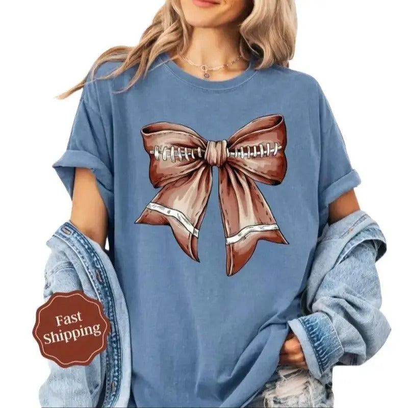 Football Bow Shirt Football Womenswear Shirt Top Womensweater T-Shirts, Hoodie, Sweatshirt