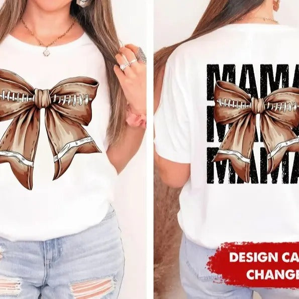 Football Coquette Bow Shirt, Football Mama Shirt, Gift For Football Mom, Football Lover, Football Player, Football Fan,...