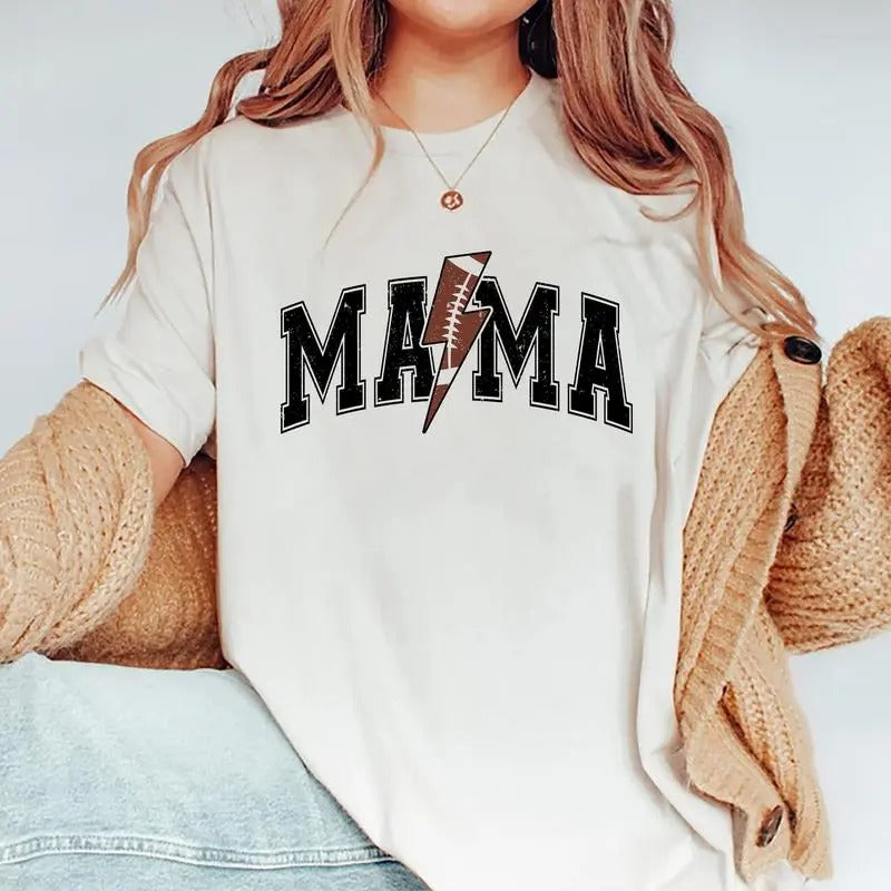 Football Mama Shirt, Sporty Mama T-shirt, Football Lover Mama Graphic Printed Tee, Mommy Comfort Shirts, Soft Fabric...