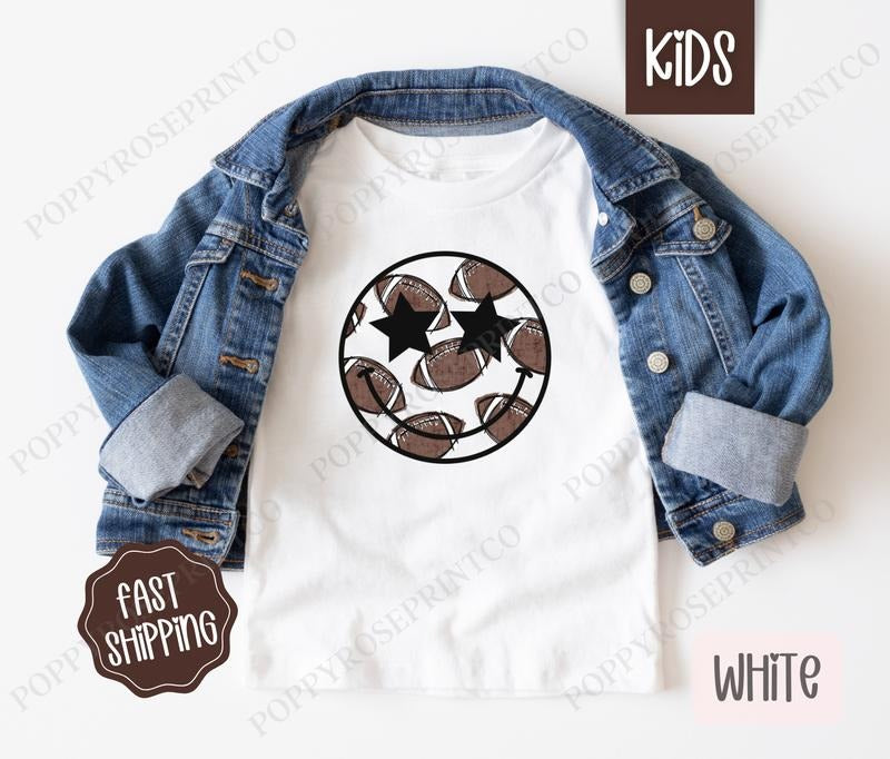 Football Smiley Kids Shirt - Football Children's Tshirt - Cute Youth Tee Gildan Hoodie, Sweatshirt | HypeDripTees.com