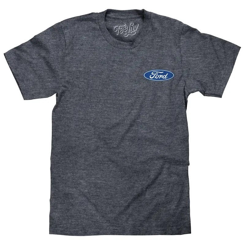 Ford Genuine Parts Car Logo Front and Back Print T-Shirt - Navy Heather Hoodie, Sweatshirt | HypeDripTees.com