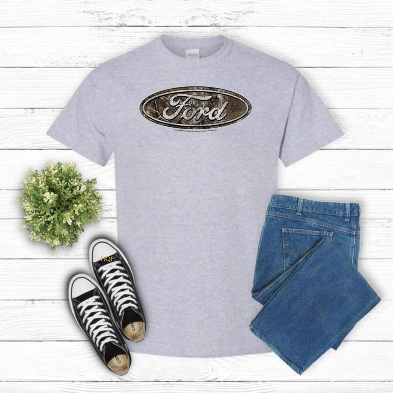 Ford Logo Realtree Camo Logo Gildan-Unisex T-Shirt Cotton Fabric Hoodie, Sweatshirt | HypeDripTees.com