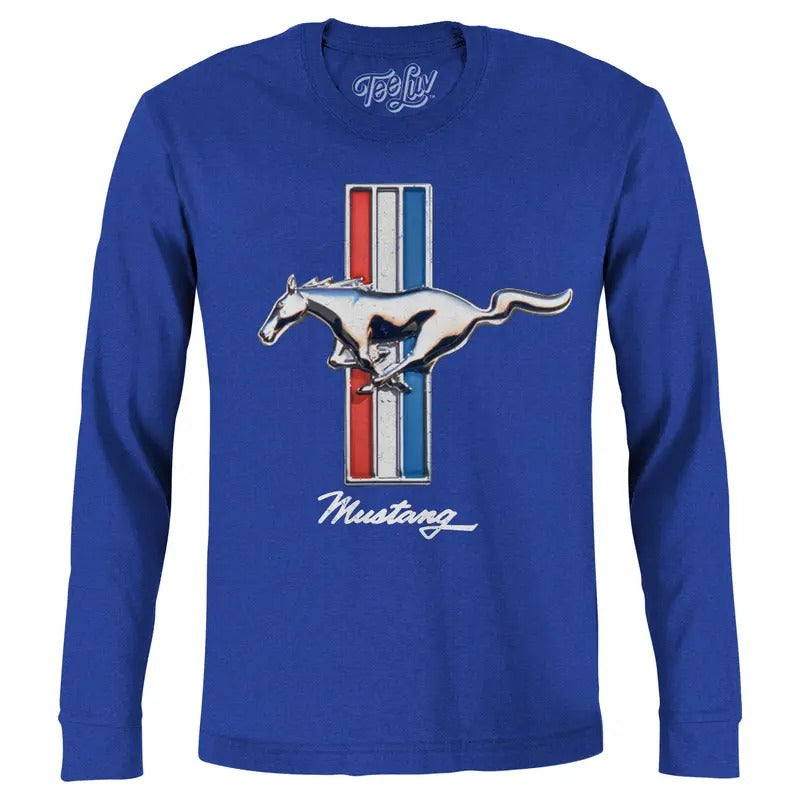 Ford Mustang Long Sleeve T-Shirt - Blue Hoodie, Sweatshirt | HypeDripTees.com