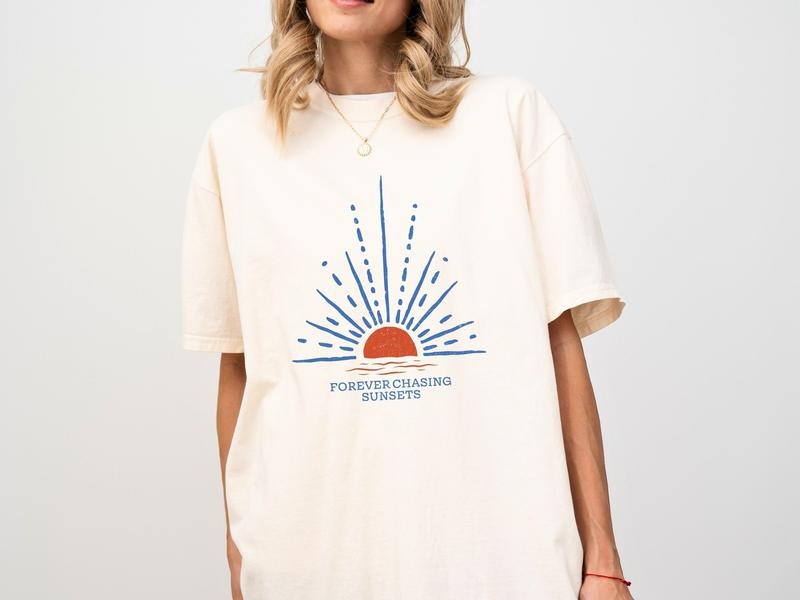 Forever Chasing Sunsets Graphic Tee Sunset Shirt Summer Shirt Beach Shirt Retro Sunset Sweatshirt Womens Shirts For...