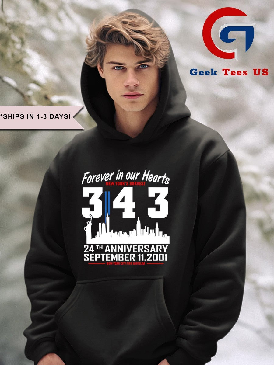 Forever in our hearts New York’s Bravest 343 Firefighters Tribute 9 11 Memorial 24th Anniversary shirt