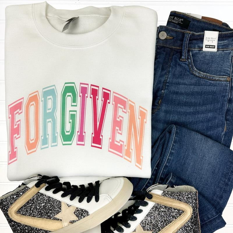 Forgiven Varsity Letter Sweatshirt -- WHITE T-Shirts, Hoodie | HypeDripTees.com