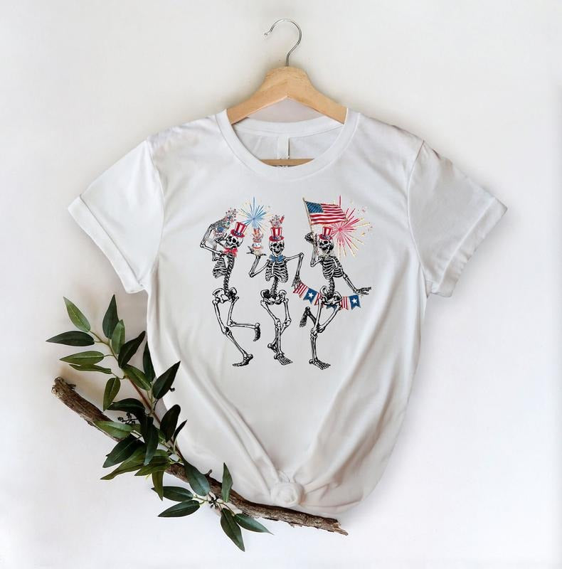 Fourth Of July Shirt 4th Of July Skeleton Dancing Shirt Funny 4th Of July Shirt Skellies Shirt American Flag Shirt Usa...