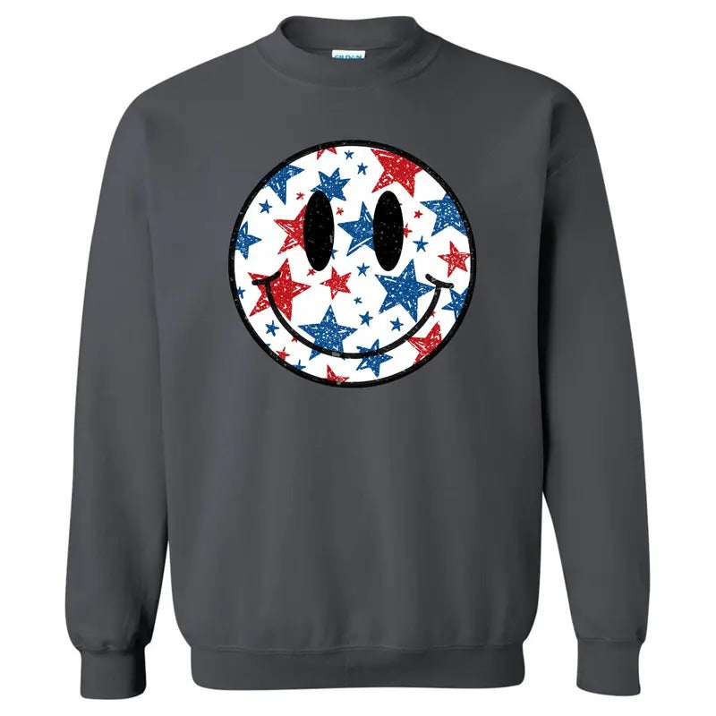 Fourth Of July Stars Happy Face Sweatshirt 'NLB' T-Shirts, Hoodie | HypeDripTees.com
