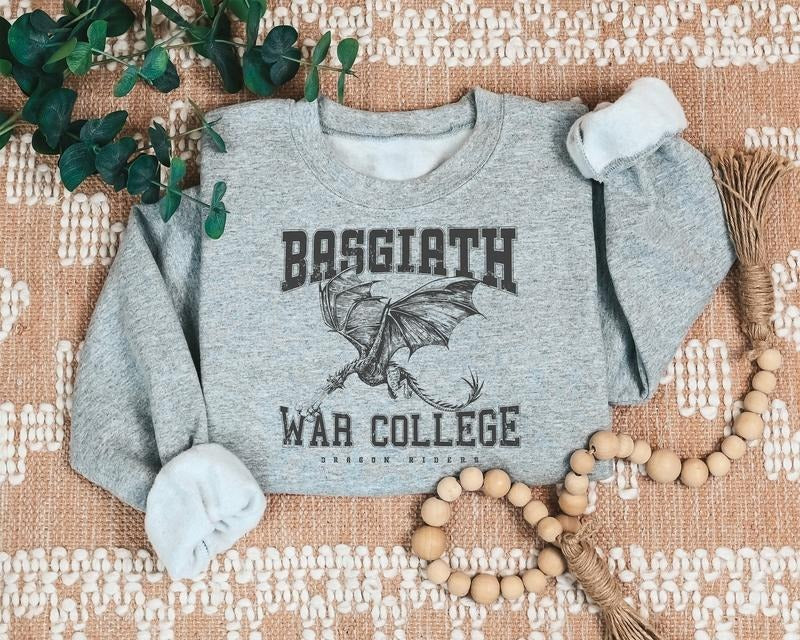 Fourth Wing College Sweatshirt, Booktok Shirt, Basgiath War Crewneck, Dragon Rider Shirt, Fantasy Reader Hoodie, Bookish...