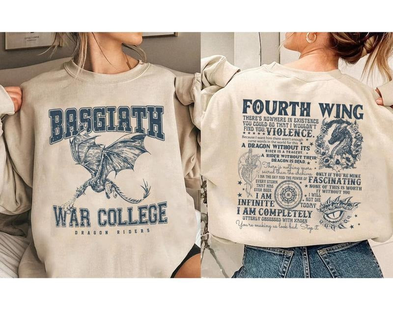 Fourth Wing Double-Sided  Shirt, Basgiath War College Shirt, Basgiath War College Gift, Fourth Wing Shirt, Dragon Rider...