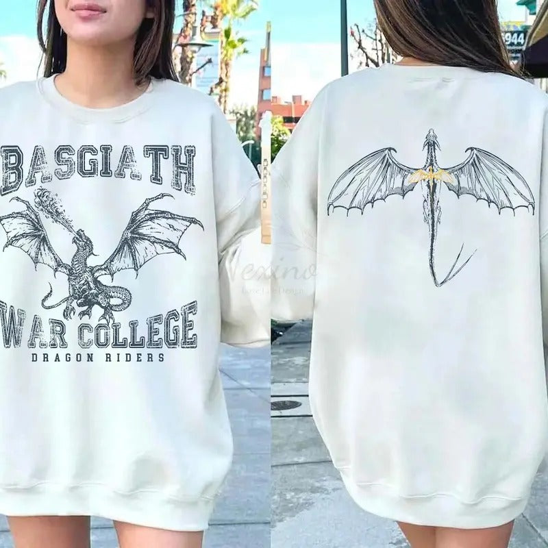 Fourth Wing Double-Sided Sweater, Basgiath War College Sweatshirt, Fourth Wing Shirt, Dragon Rider Shirt, Bookish Shirt,...