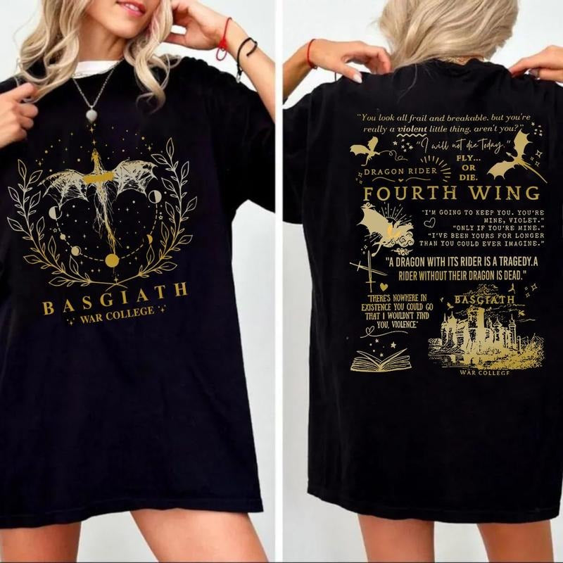 Fourth Wing Double Sided Sweatshirt Hoodie, Basgiath War College Shirt, War College Gift Daily Outfit,Casual Clothing,...