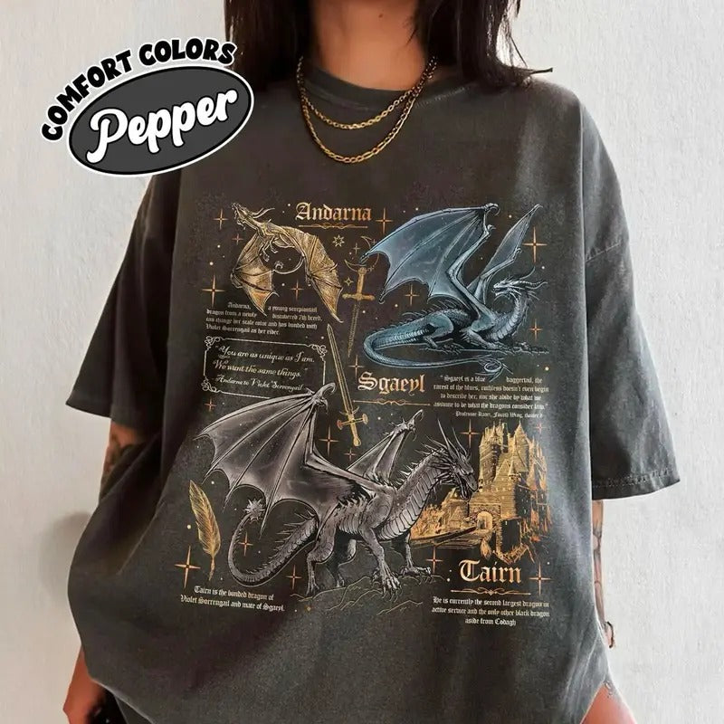 Fourth Wing Dragon Sweatshirt, Tairn & Andarna Dragon Shirt, Basgiath War College Tee, Dragon Rider Sweatshirt, Bookish...