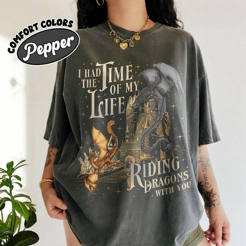 Fourth Wing Dragon Tairn Andarna Comfort Colors Shirt, I Had The Time Of My Life Riding Dragons With You, Basgiath War...