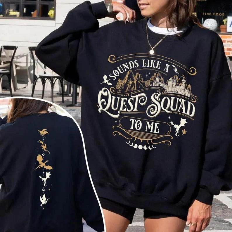 Fourth Wing Quest Squad Sweatshirt, Ridoc Dragon Rider Shirt, Onyx Storm Riorson House Shirt, Gift For Book Lover Hoodie