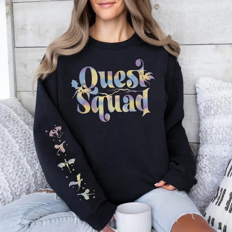 Fourth Wing Quest Squad Sweatshirt,Onyx Storm Shirt, Basgiath War College Fourth Wing Shirt, Dragon Rider, Violet...