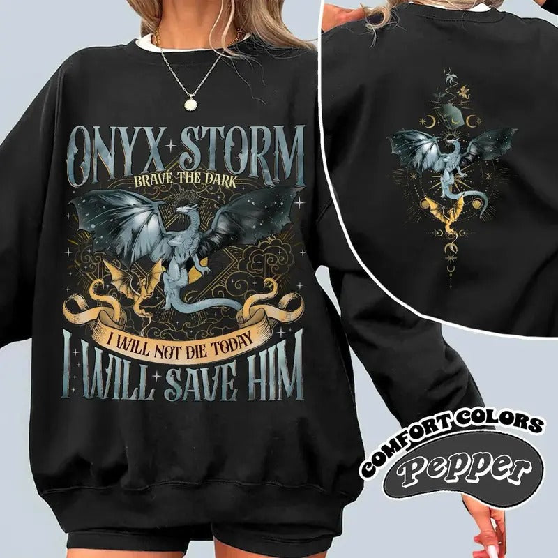 Fourth Wing Series Sweatshirt, Onyx Storm Shirt, Dragon Rider Sweatshirt, Bookish Gift For Book Lover, Fantasy Book...