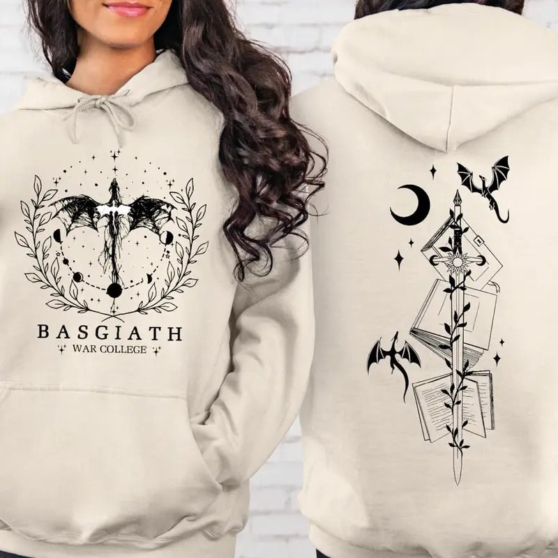 Fourth Wing Shirt, Basgiath War College 2-Sided Sweatshirt Hoodie | HypeDripTees.com