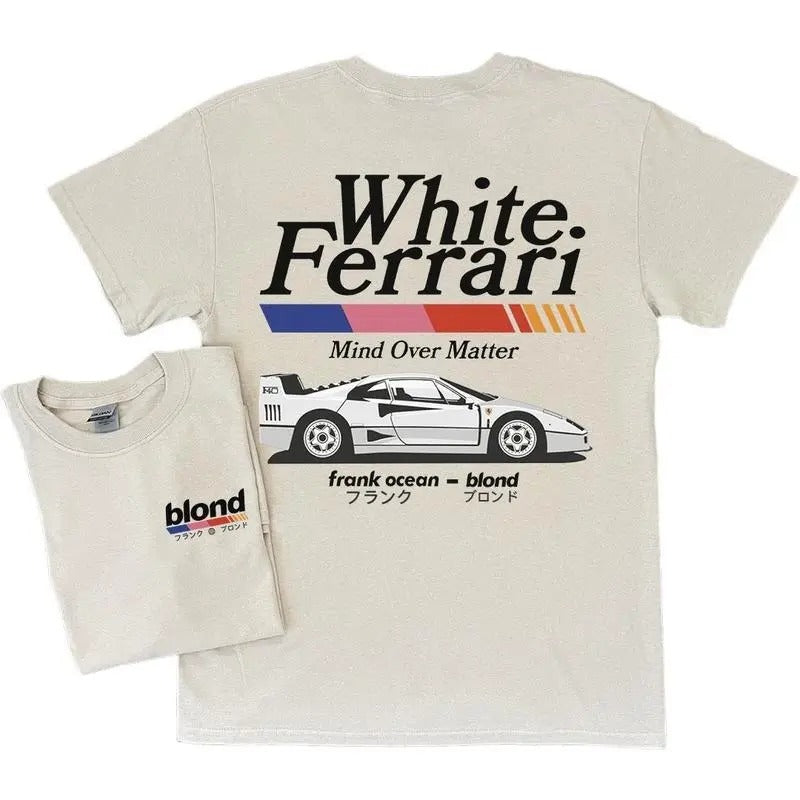 Frank Ocean BLOND WHITE FERRAR! Blond Album, Music Gift, Vintage Style Tee, Blonded, Trends Original Design y2k, T-Shirt,...