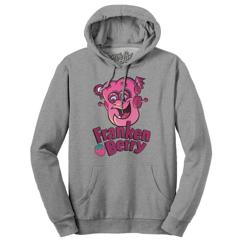 Franken Berry Monster Cereal Mascot Hooded Sweatshirt - Oxford Gray T-Shirts, Hoodie | HypeDripTees.com