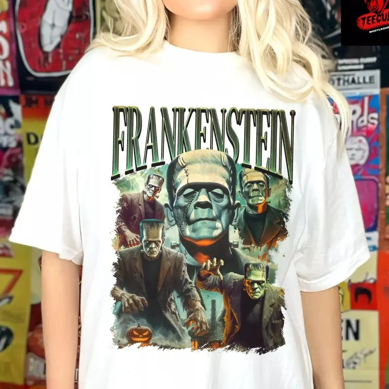 Frankenstein Retro Horror Movies Halloween Shirt, Halloween unisex tee Hoodie, Sweatshirt | HypeDripTees.com