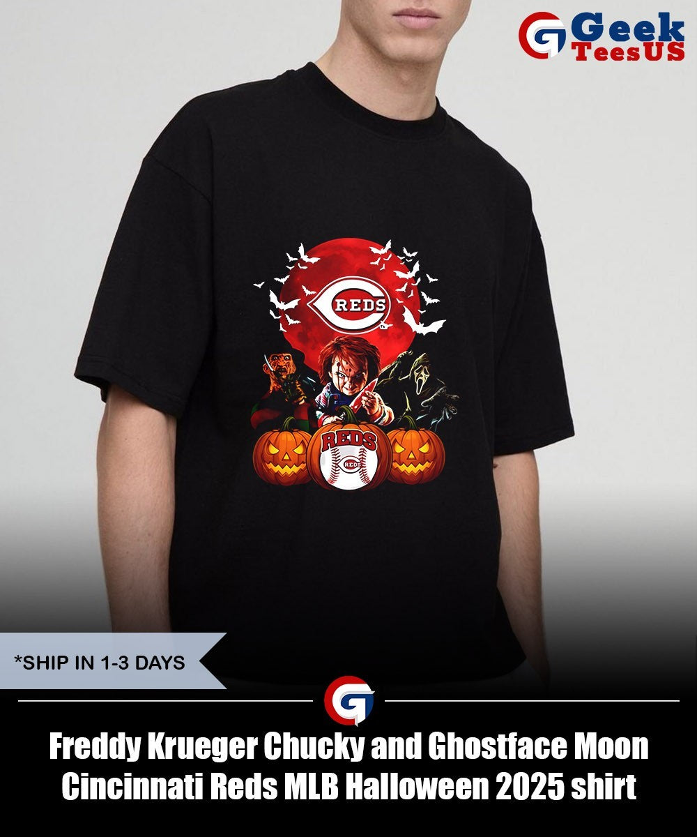 Freddy Krueger Chucky and Ghostface Moon Cincinnati Reds MLB Halloween 2025 shirt