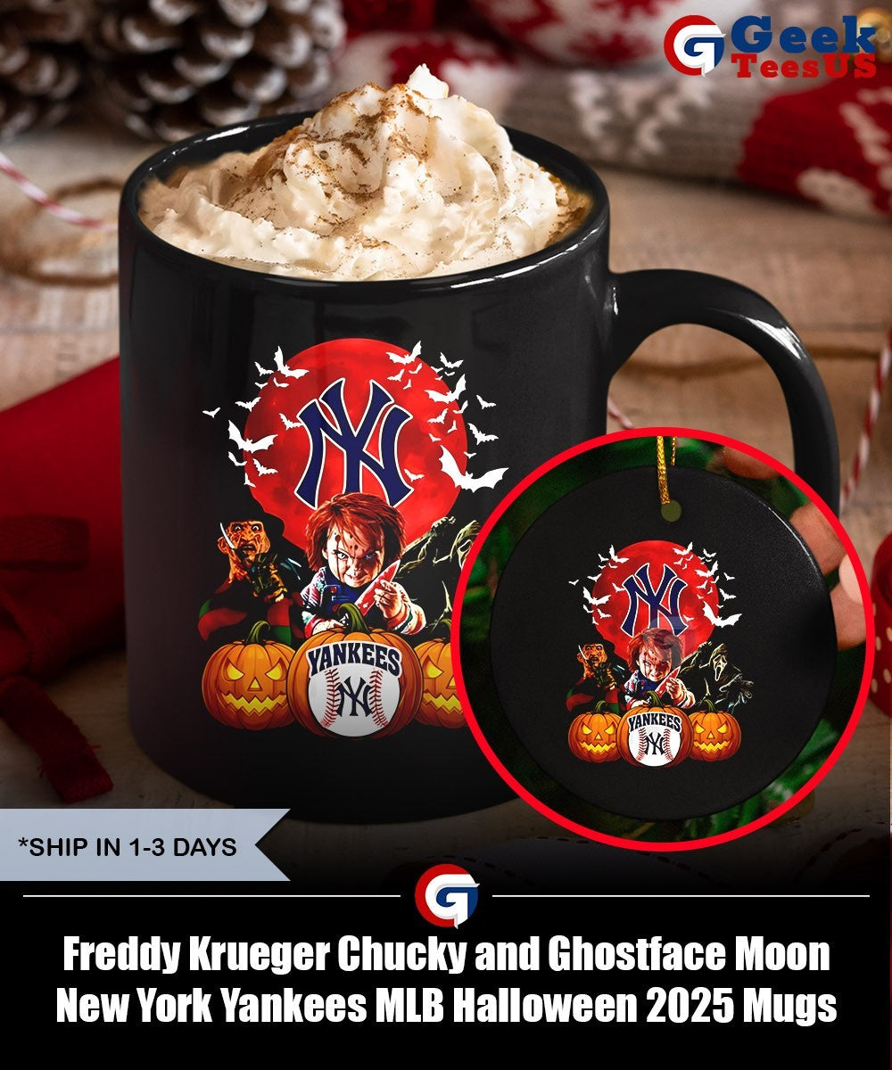 Freddy Krueger Chucky and Ghostface Moon New York Yankees MLB Halloween 2025 shirt