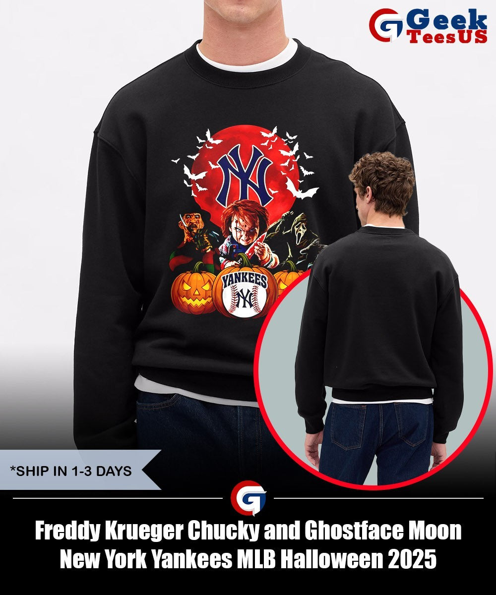 Freddy Krueger Chucky and Ghostface Moon New York Yankees MLB Halloween 2025 shirt