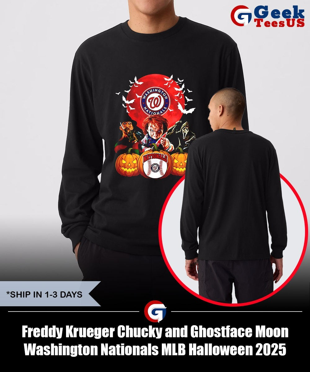 Freddy Krueger Chucky and Ghostface Moon Washington Nationals MLB Halloween 2025 shirt