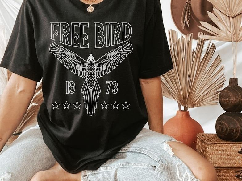 Free Bird 1973 Shirt, Skynard Free Bird Tee, Concert Tshirt, Rock Tshirt Hoodie, Sweatshirt | HypeDripTees.com