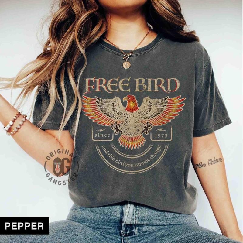 Free Bird Shirt, Old School Band T-shirt, Retro Music Shirt, Rock Band Tee, Oversized Trendy Shirts Hoodie, Sweatshirt