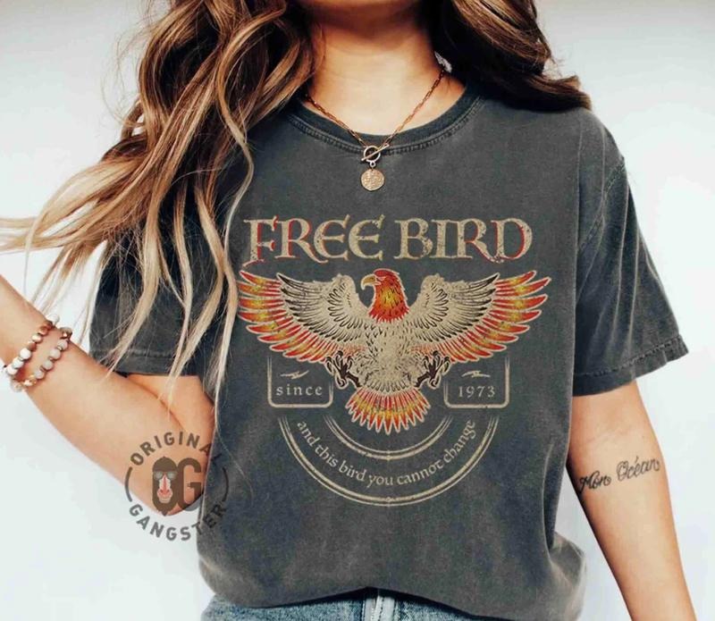 Free Bird Shirt, Old School Band T-shirt, Retro Music Shirt, Ropck Band Tee Hoodie, Sweatshirt | HypeDripTees.com
