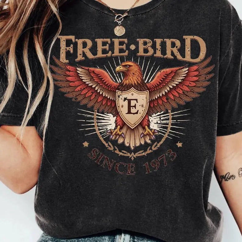 Free Bird Shirt, Retro Music Shirt, Rock Band Tee, Oversized Trendy Shirts. Hoodie, Sweatshirt | HypeDripTees.com