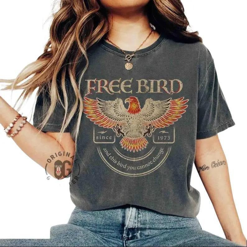 Free Bird Shirt,Old School Band T-shirt, Retro Music Shirt, Rock Band Tee, Oversized Trendy Shirts Hoodie, Sweatshirt