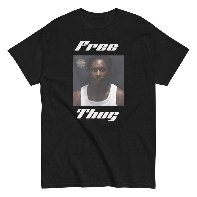 Free Young Thug tee Shirt FREE THUGGER Young Thug Rapper Mugshot Tee Hoodie, Sweatshirt | HypeDripTees.com