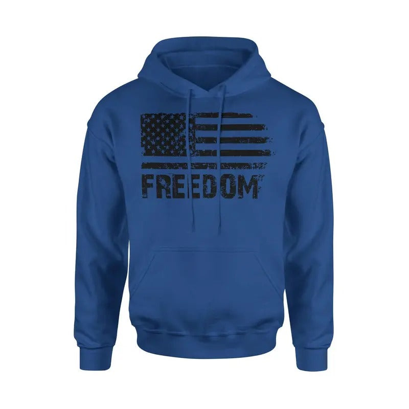Freedom American Flag Patriotic Hoodie Sweatshirt Cotton Fabric T-Shirts | HypeDripTees.com