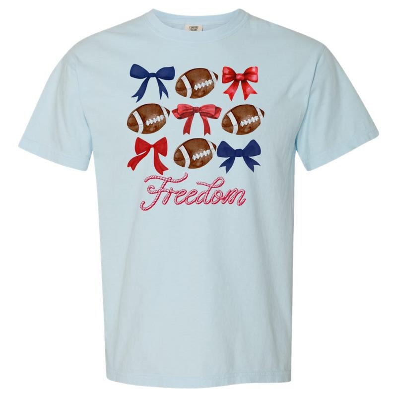Freedom Footballs & Bows Comfort Colors T-Shirt Hoodie, Sweatshirt | HypeDripTees.com