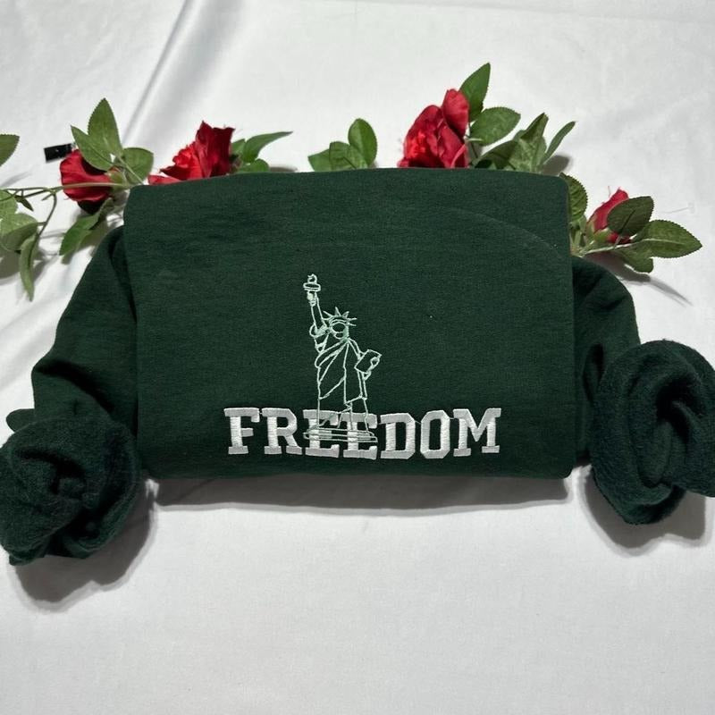 Freedom Statue of Liberty embroidered sweatshirt T-Shirts, Hoodie | HypeDripTees.com