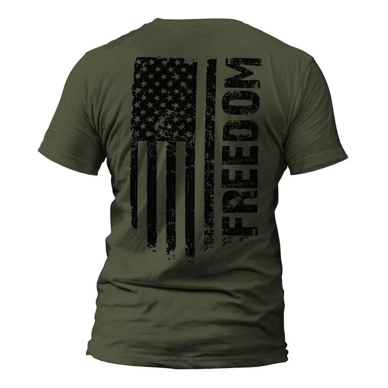 Freedom USA Distressed Flag Back Print T-Shirt Casual Crewneck Hoodie, Sweatshirt | HypeDripTees.com