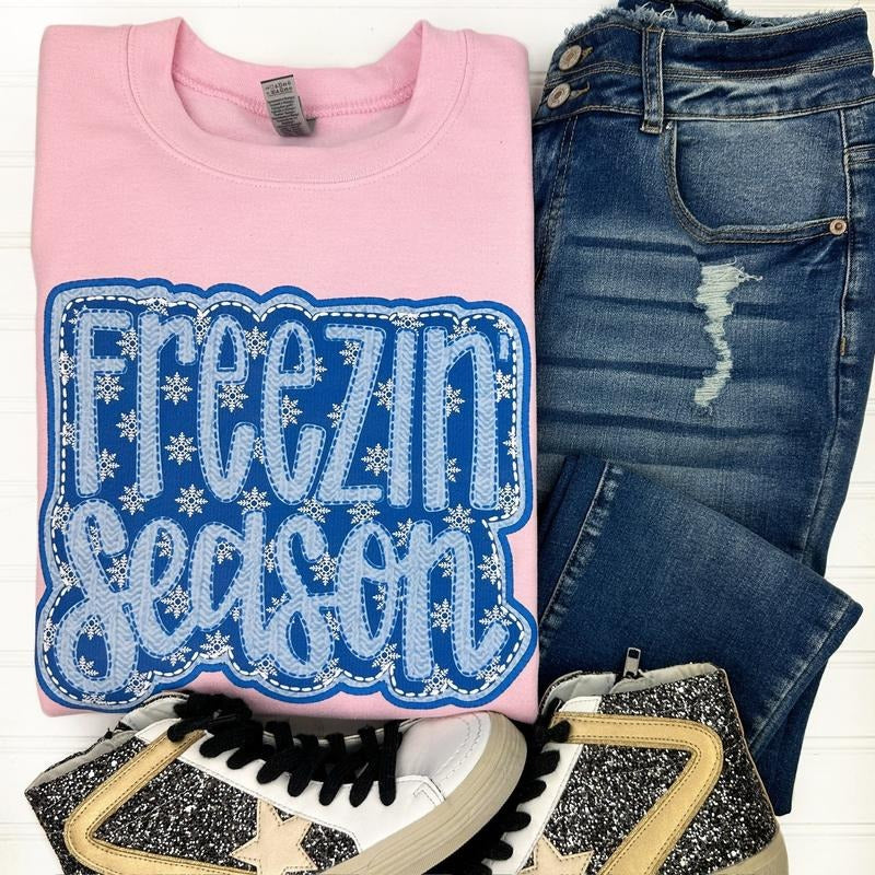 Freezin' Season FAUX Embroidery Gildan Sweatshirt 'NLB' T-Shirts, Hoodie | HypeDripTees.com